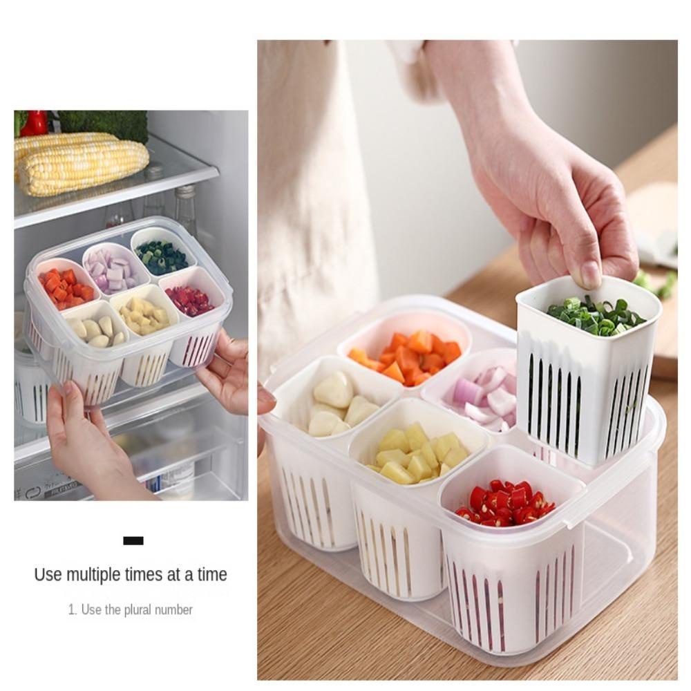 TOP Garlic Fresh-keeping Box Rumah Tangga Kulkas Freezer Organizers Drain Storage Box Dapur Gadget Sealing Kotak Penyimpanan Makanan Kotak Sayur Dengan Penutup