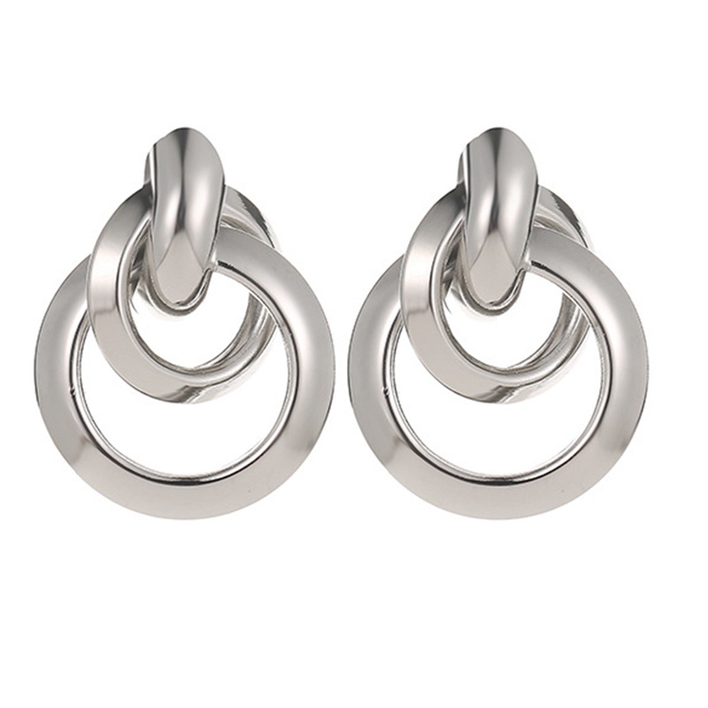 Fashion Elegan Wanita Logam Elegan Lingkaran Hoop Earrings Stud Earrings