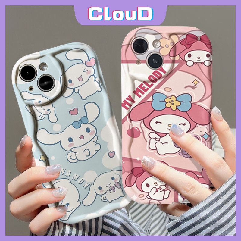 Untuk Vivo Y16 Y02 Y30 Y21s Y22 Y35 Y11 Y12 Y15A Y12i Y20s Y31 Y51 Y50 Y15 Y33s Y20i Y22s Y21A Y91 Y21 Y15s Y12s Y91C Y20 Y17 Cinnamoroll Melody Couples 3D Wavy Curved Edge Soft Case
