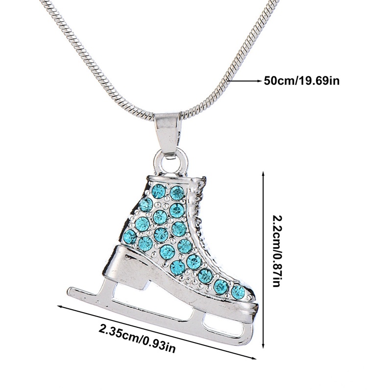 Zirkon 3D Es Skate Sepatu Kalung Enamel Putih Mewah Biru Pink Kristal Liontin Hadiah Untuk Pria Wanita Gadis Rantai Perhiasan