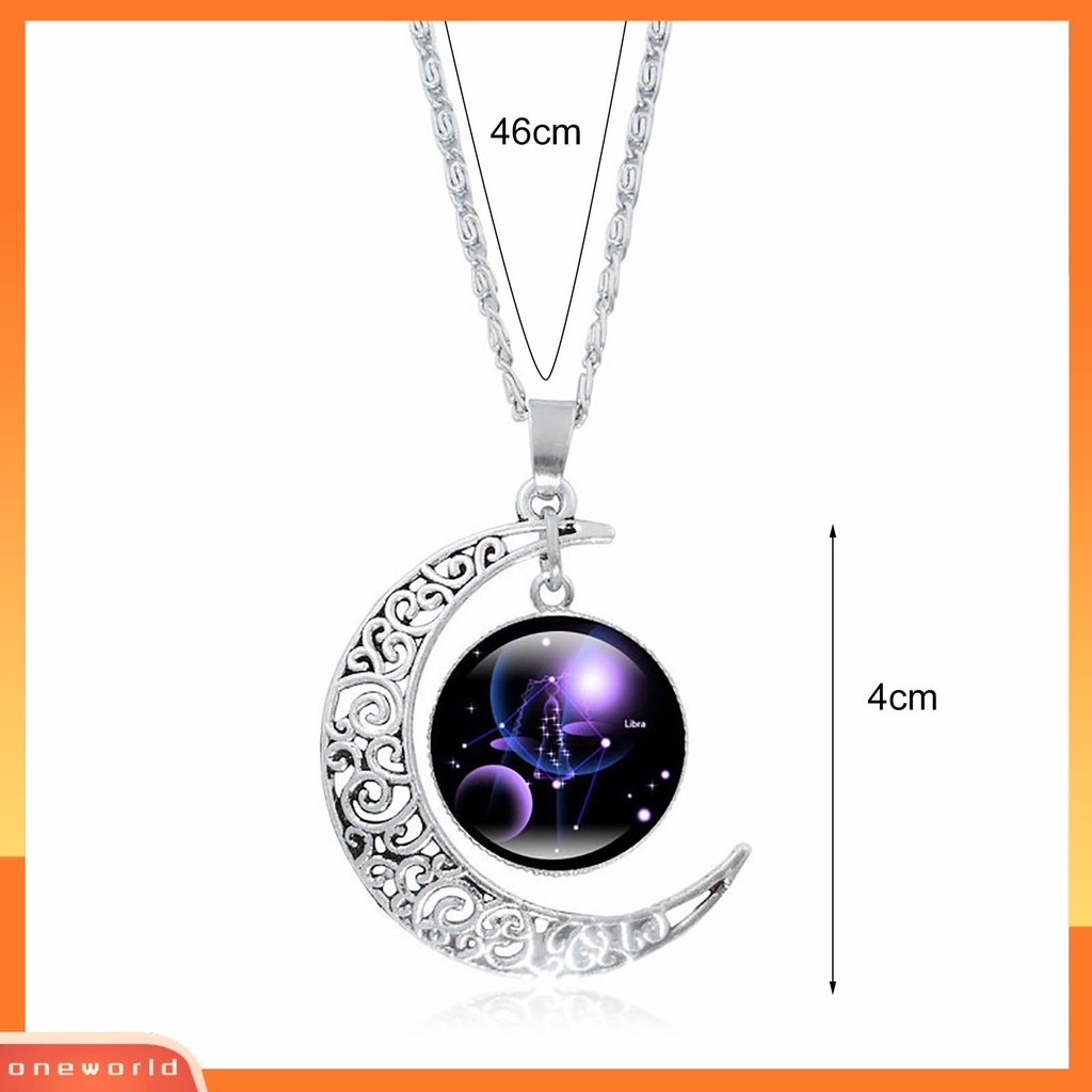 [ONE] Kalung Liontin Wanita12 Constellation Moon Alloy Electroplating Elegan Untuk Hari Valentine