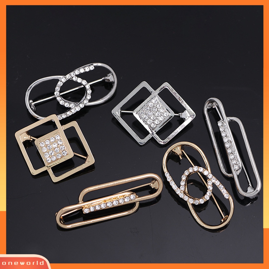 [ONE] Bros Pin Sparkling Bentuk Geometris Tahan Karat Tahan Korosi Mempesona Efek Visual Alloy Shiny Waist Pin Brooch Hiasan Pakaian Untuk Wanita