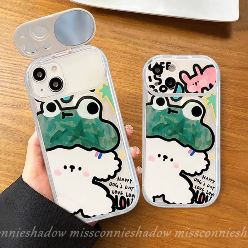 Casing Ponsel Untuk Vivo Y12 Y15 Y12i Y20 Y11 Y11s Y17 Y91C Y20s G Y20i Y12s Y1S Y12A Y30G Y20A Y20G Kartun Hewan Beruang Lucu Kodok Kelinci Anjing Kreatif Flip Make Up Cermin Soft Case