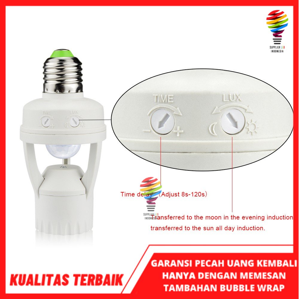 Fitting Sensor Smart Fitting E27 Lampu Bohlam dengan Infrared Motion Sensor