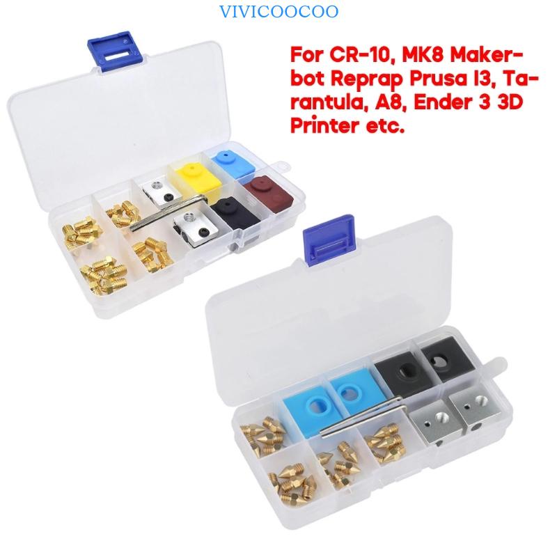 Vivi MK8 Heater Block Silicone Kaos Kaki 3D Printer Part Nozzle Heat Block Kit