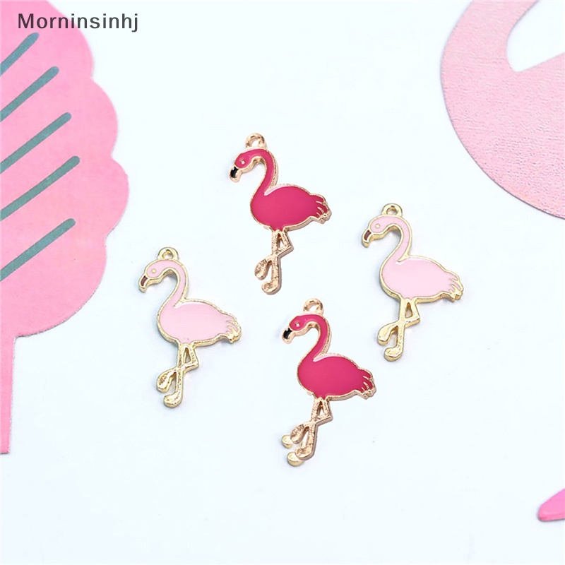 Mornin 10PCS/Lot Alloy Enamel Flamingo Ch Pedants Kerajinan Temuan Perhiasan DIY Hadiah id