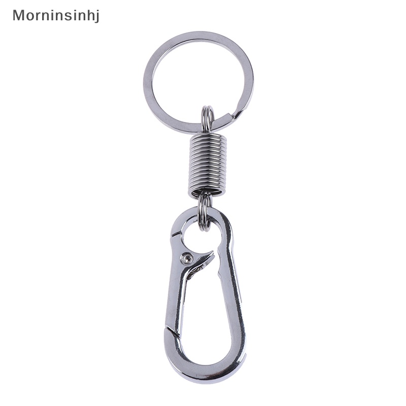 Mornin Silver tone spring buckle belt Tas Klip loop hook Gantungan Kunci key fob ring  Id