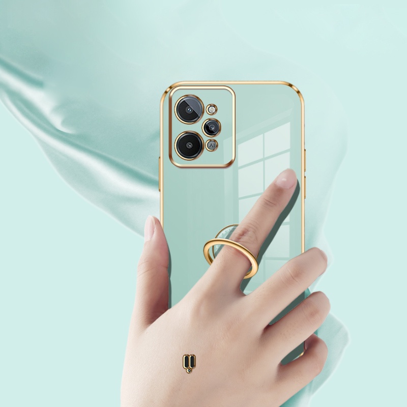 Andyh Casing Ponsel Silikon Ultra Tipis Untuk OPPO Realme C31 4G Deluxe Fall Protection Gold Band Dengan Cincin Jam Dan Lanyard Gratis