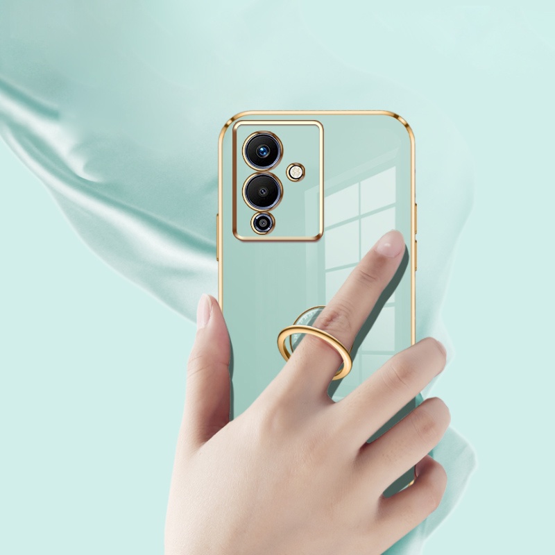 Andyh Casing Ponsel Silikon Ultra Tipis Untuk Infinix Note12 Pro 4G 5G X671B X676B Deluxe Fall Protection Gold Band Dengan Jam Cincin Dan Lanyard Gratis