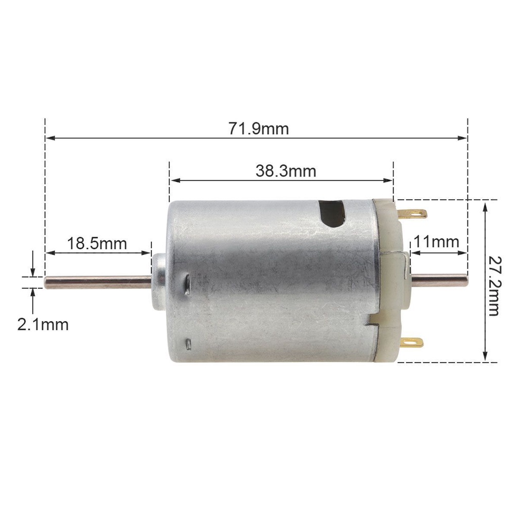 R380 Motor DC 12V 9000RPM Biaxial Output Motor Mikro Untuk Mainan DIY Peralatan Kecil