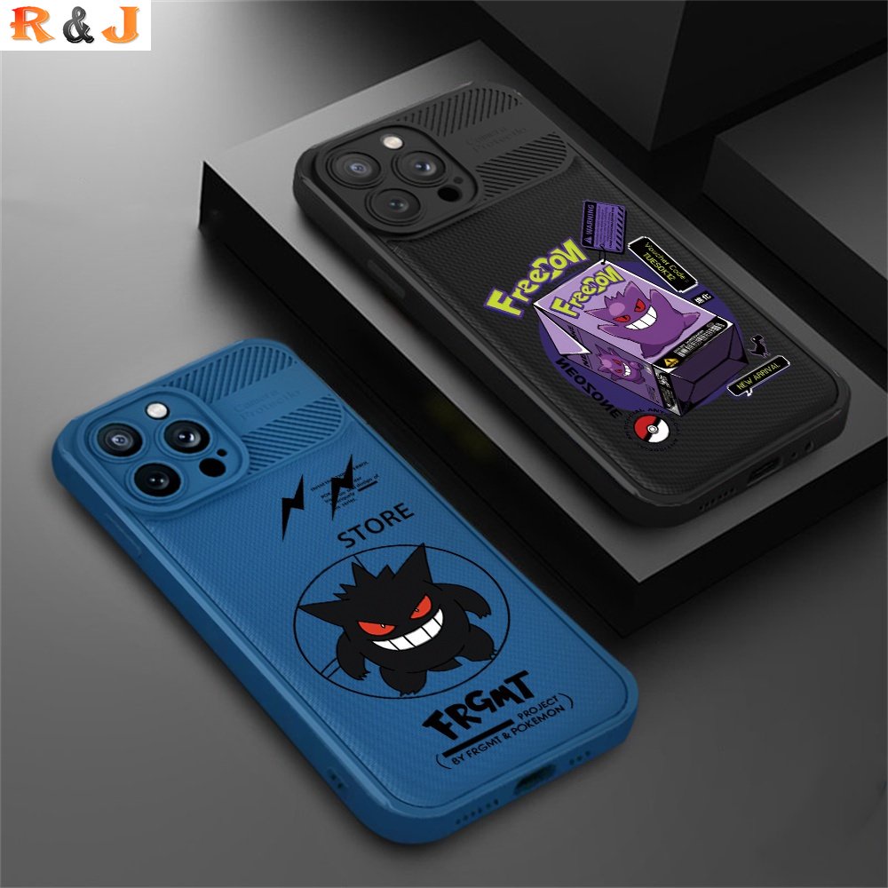 Casing Samsung A13 A04E A04S A04 A13 A02 A03 A03S A02S A20 A30 A12 A11 A10 A20S A10 M12 J7 Prime J7Pro Anime Pokemon Gengar Serat Karbon Cross Grain Phone Cover