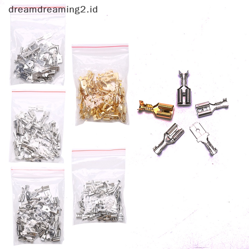 (drea) 50pcs 6.3 Crimp Terminal Konektor Spade Pria Wanita Terminal Crimping //