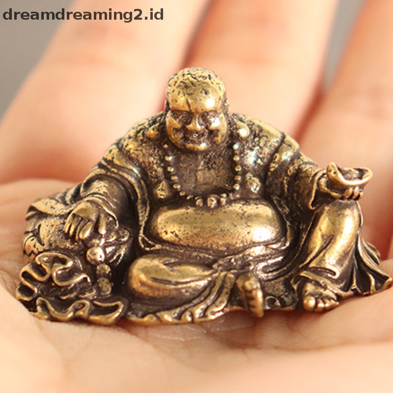 (drea) Patung Kecil Buddha Maitreya Tembaga Murni Ornamen Feng Shui Dekorasi Rumah //