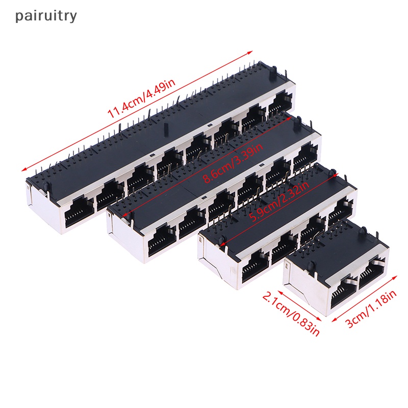 Prt 1x2 /4/6 /8 Port 59 8 Port Series Susun Female RJ45 Jaringan Eterna LAN PCB Socket Connector Jack PRT