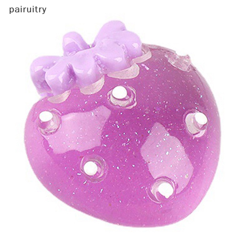 Prt 2PCS Luminous Mini Strawberry Resin Dekorasi DIY Miniatur Ornamen Hadiah PRT