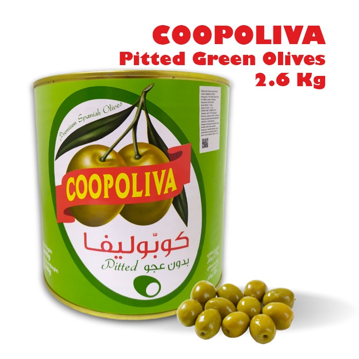 COOPOLIVA Pitted Green Olives Buah Zaitun Olive Utuh Hijau Spain 2,6 Kg