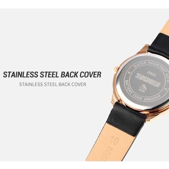 SKMEI Jam Tangan Analog Quartz Modern Watch Leather Strap Waterproof - 2002