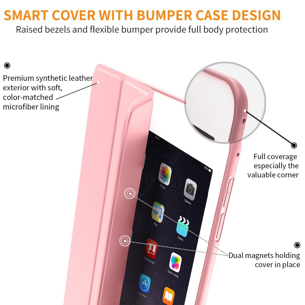 Case Untuk iPad Mini4 3 2 1 Case Slim Fit Kulit Pu Silikon Lembut Belakang Trifold Stand Smart Cover Untuk iPad Mini 5case2019