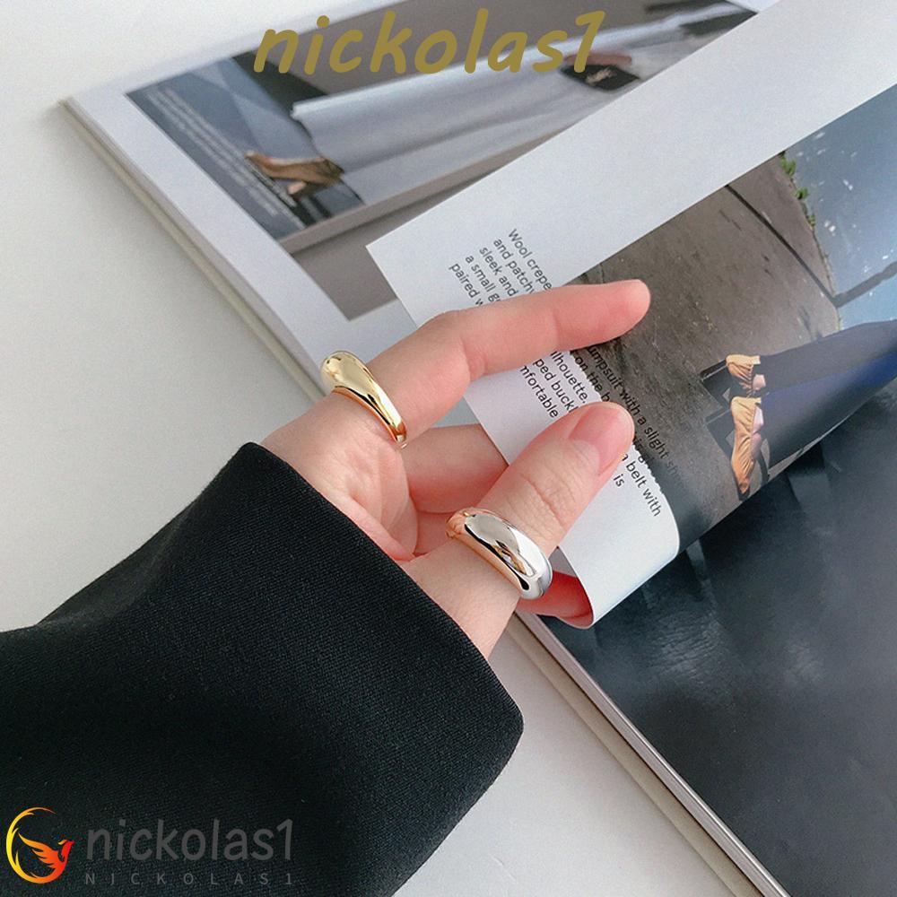 Nickolas1 Cincin Jari Trendy Keren Halus Bulat Geometris Cewek Pesta Pernikahan