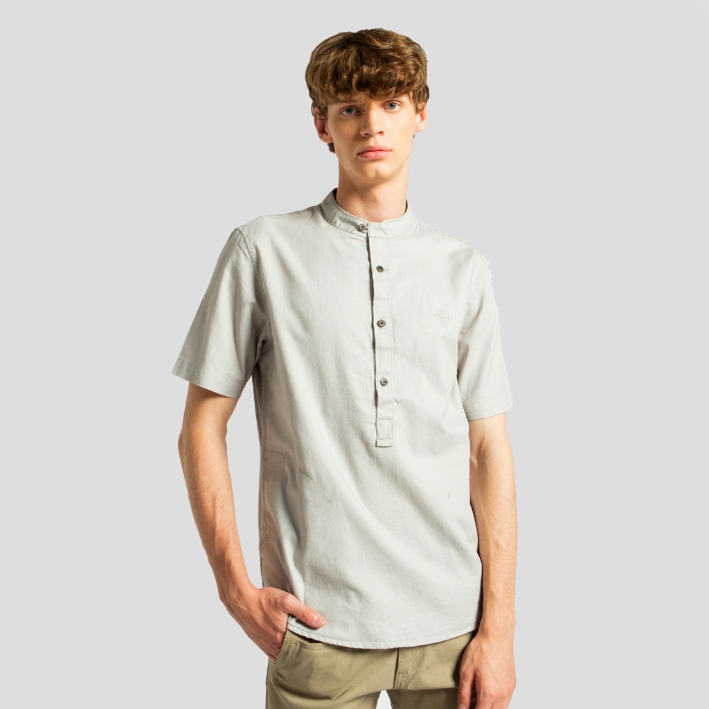 M.Gee Baju Koko Pria Lengan Pendek Mgee Alfero C071 Light Grey