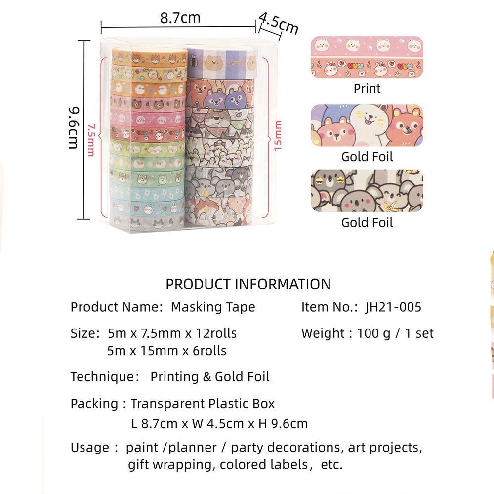 Lanfy Tape Perekat Hewan Lucu Aesthetic Siswa Scrapbooking Diary Album Tangan Akun Alat Tulis Handmade Kolase Tape