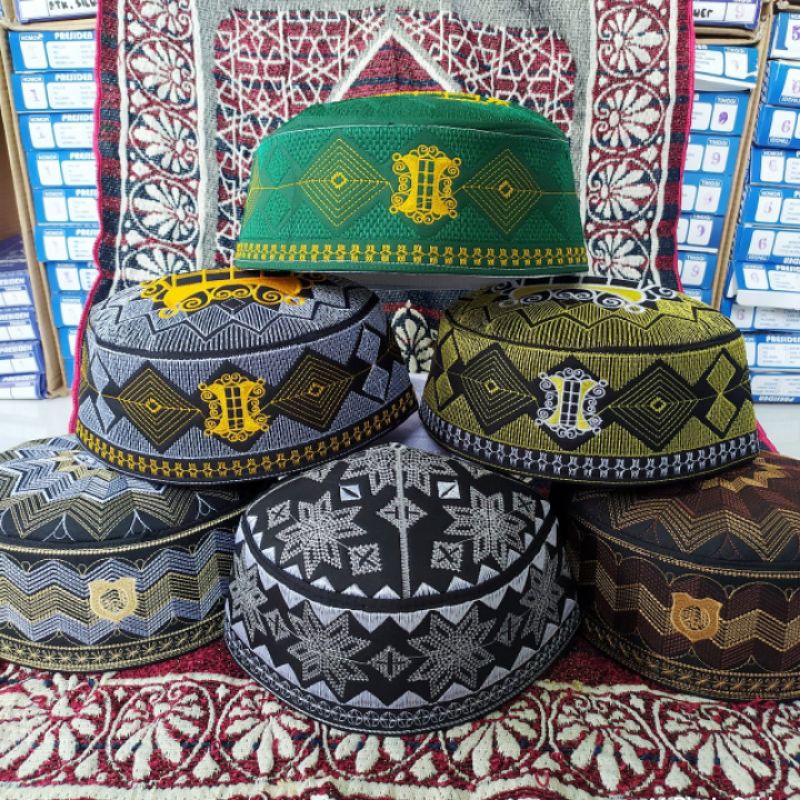 Peci Kopiah Malaysia Terompah / Peci Kopiah Malaysia Bordir / Peci Kopiah Motif Pintu Acehsongkok pe