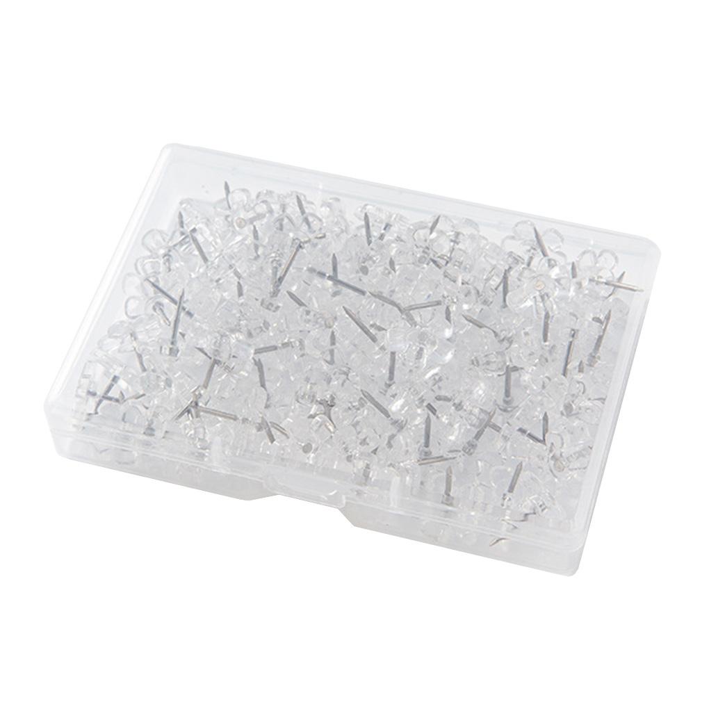 100pcs Transparan Gambar Pin Thumbtacks Basic Push Pin Paku Tip Stainless Steel Untuk Perlengkapan Sekolah Kartu Dinding