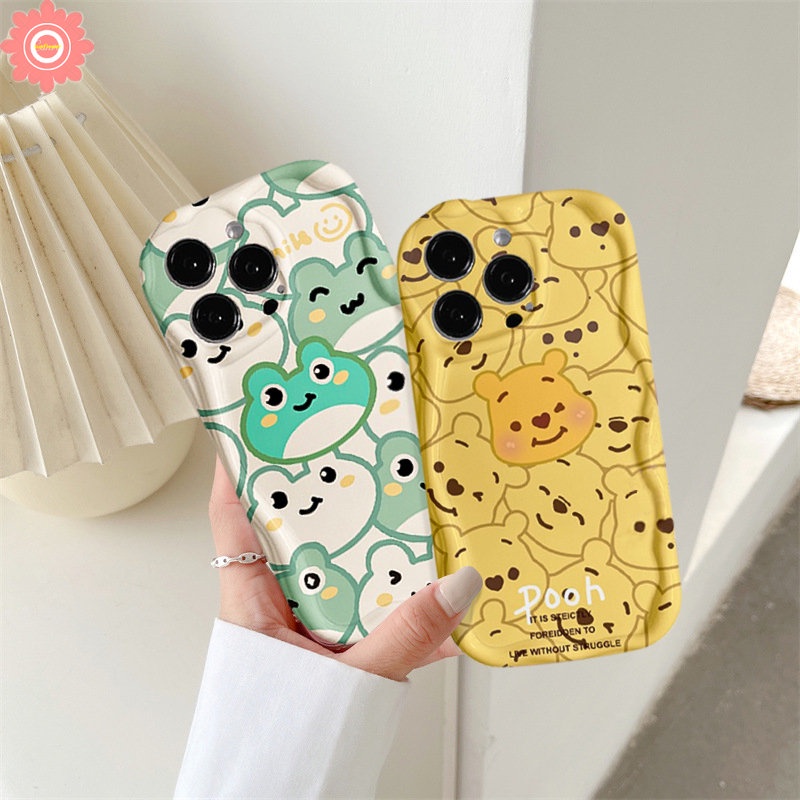 Casing Winnie The Pooh Kodok Lucu Untuk Redmi 9A A1 9C NFC 10C 10A A2 10 9T 9 POCO M3 Redmi Note 11 9 8 12 10s 10 11s Pro Max Full Layar Catoon Lembut 3D Wavy Curved Edge Shockproof Sarung