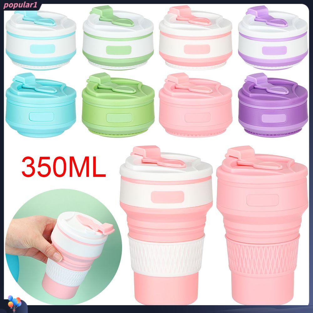 Populer 350ML Collapsible Silicone Cup Food Grade Outdoor Minum Sport Bottle Foldable Gelas Air