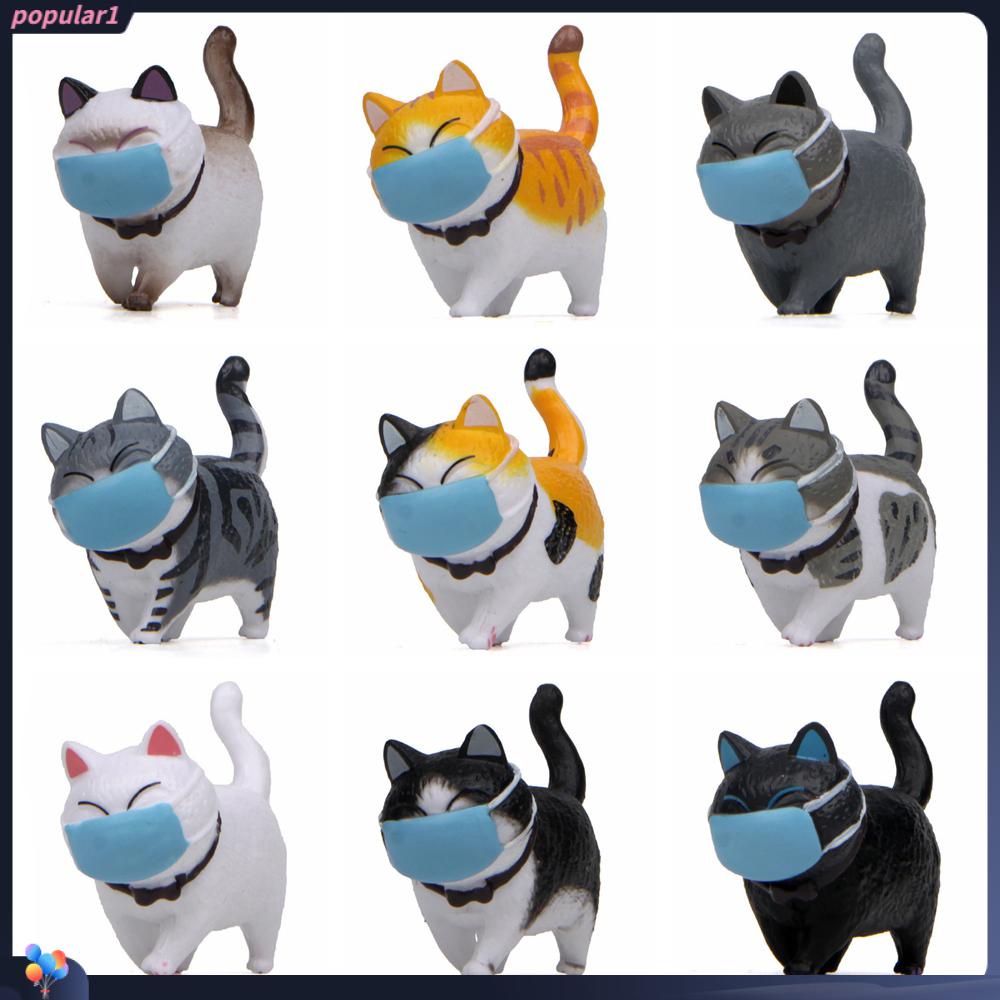 Populer Patung Kucing Kartun Model Simulasi Desktop Ornamen Desain Lucu Patung Kucing Mini