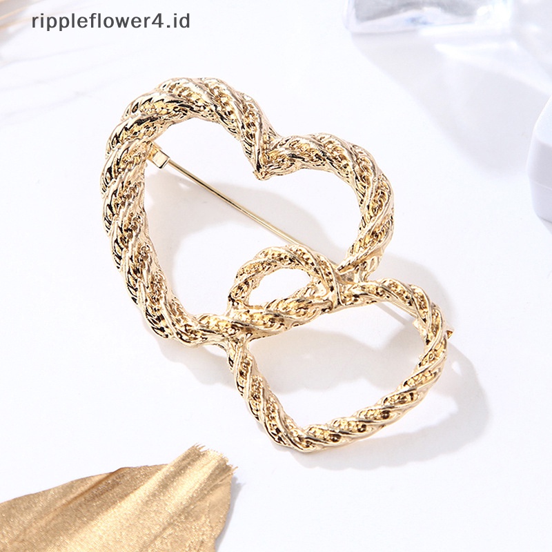 {rippleflower4.id} Bros Hati Logam Desain Sederhana Hati Cinta Wanita Unisex Bros Pin Hadiah~