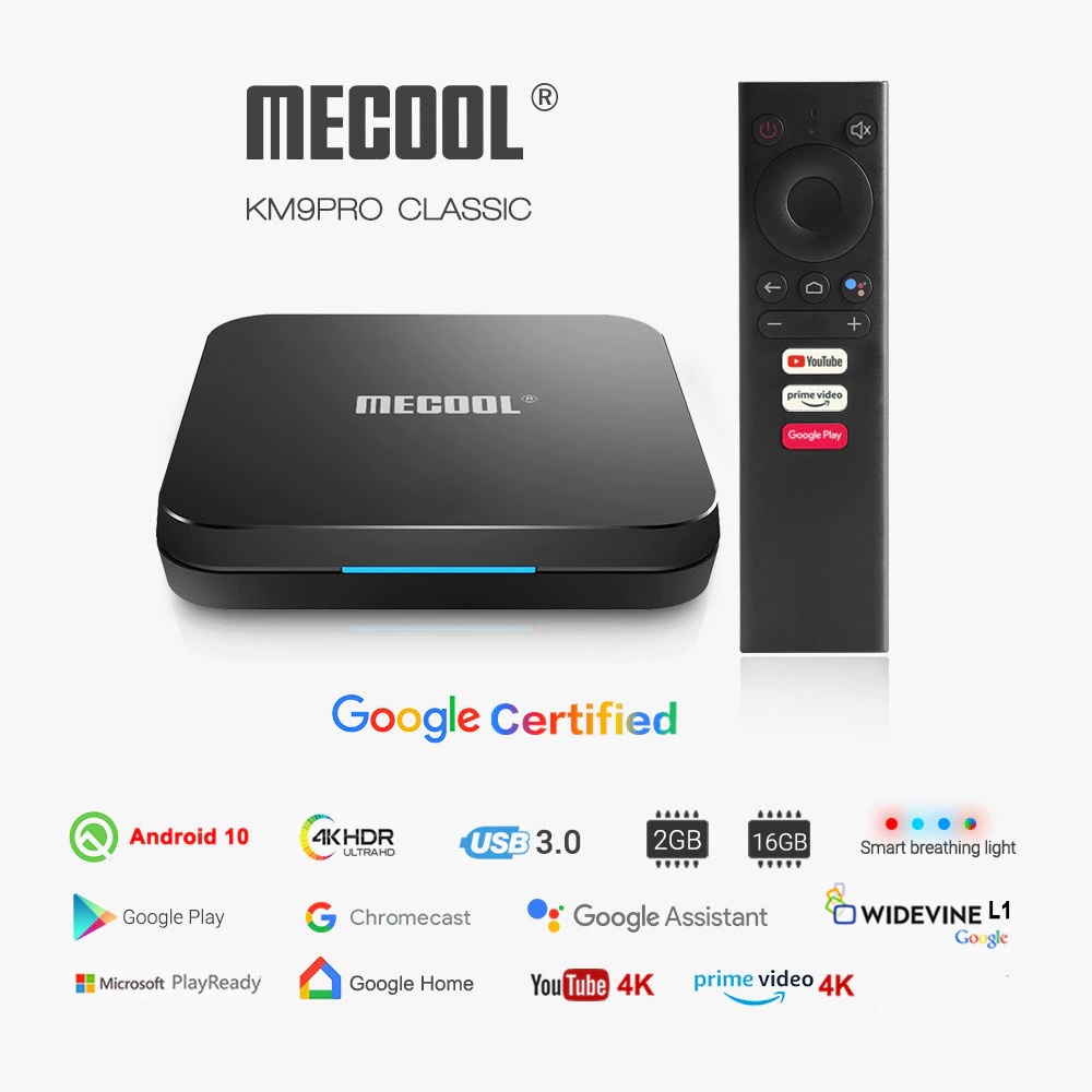 AKN88 - MECOOL KM9 PRO CLASSIC - 4K Android TV Box - Google Certified