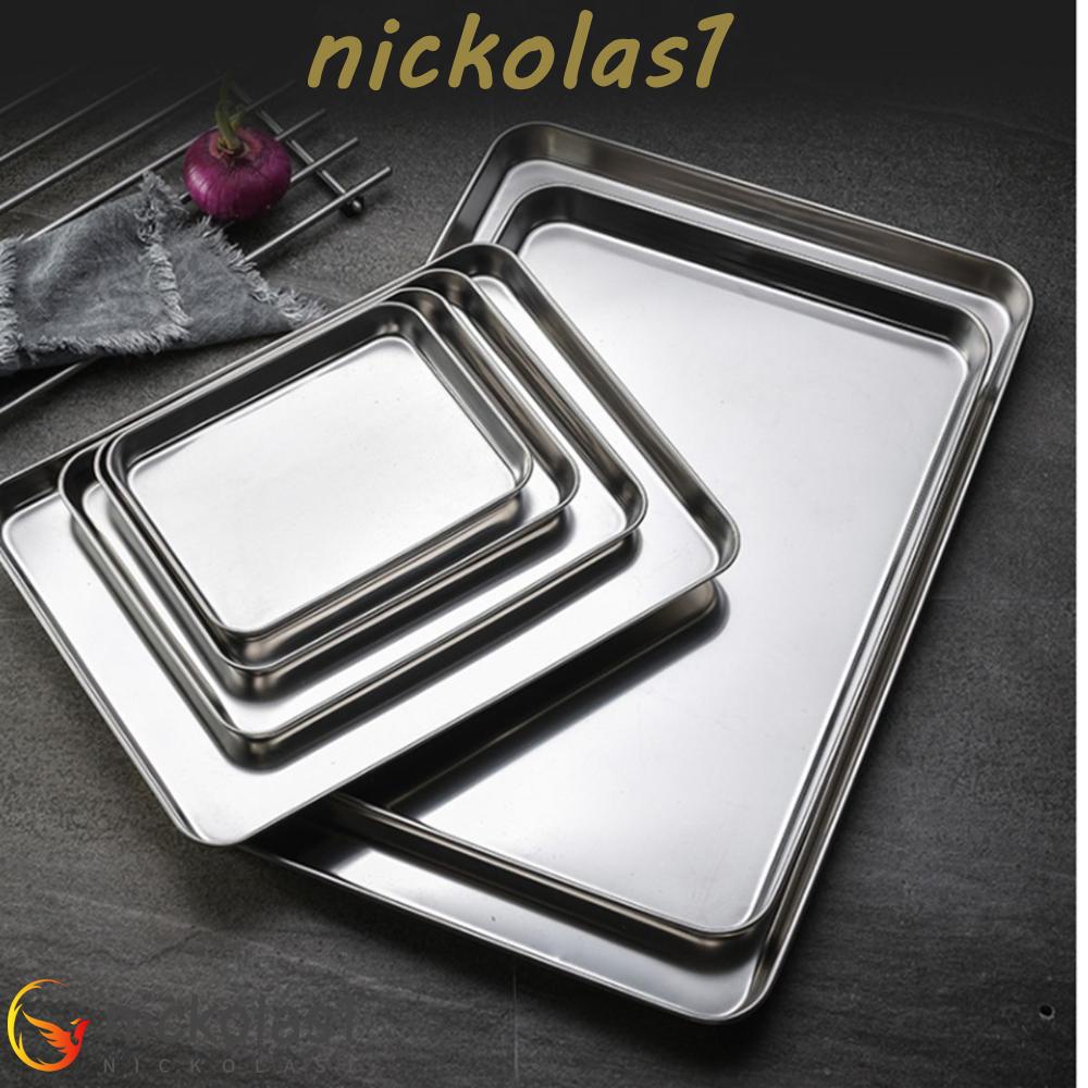 Nickolas1 Baking Tray Pastry Roti Kokoh Persegi Panjang Piring Buah Piring Kue Anti Karat