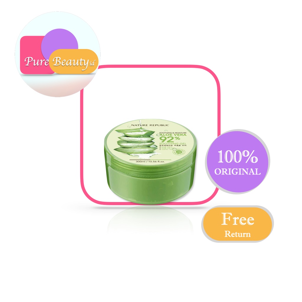 NATURE Aloe Vera 92% Soothing Gel 300ml Melembabkan Smooth ❤ 100% Original ❤