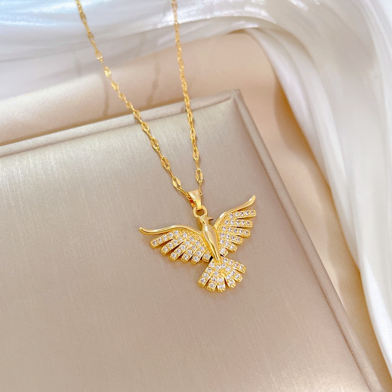 Kadar Tinggi Baru Indah Fashion Wanita Korea Zirkon Phoenix LiontinEmas Asli Kadar 375 Kalung Hadiah Pacar XL-23029