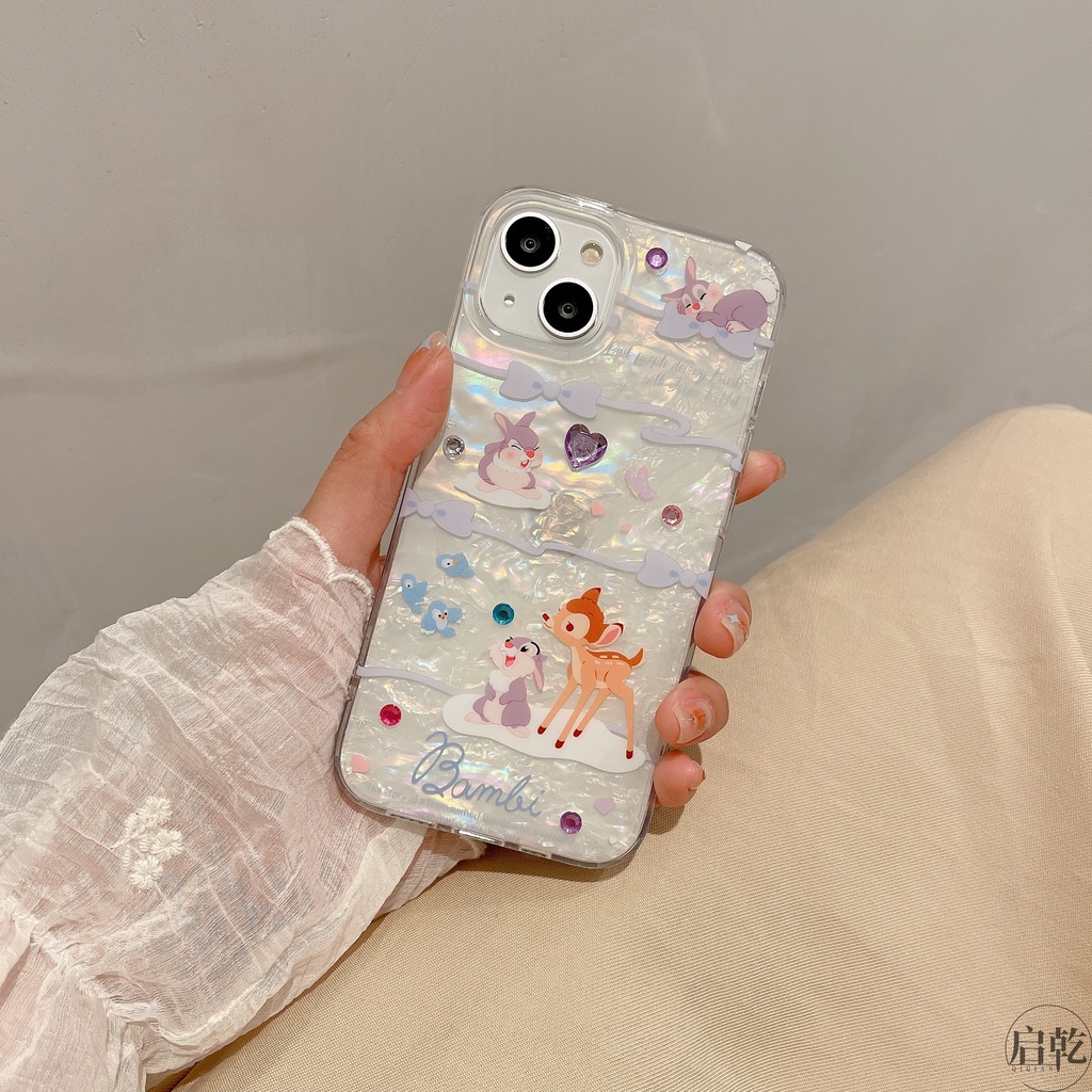 Ins Fawn Bambi Cocok Untuk iPhone 14 Pro Max Casing Ponsel iPhone Double-layer Motif Printing Kompatibel Dengan Iphone13 13pro 13prm iPhone 11 11pro 14plus 12Pro Max Casing Ponsel TPU Tahan Guncangan