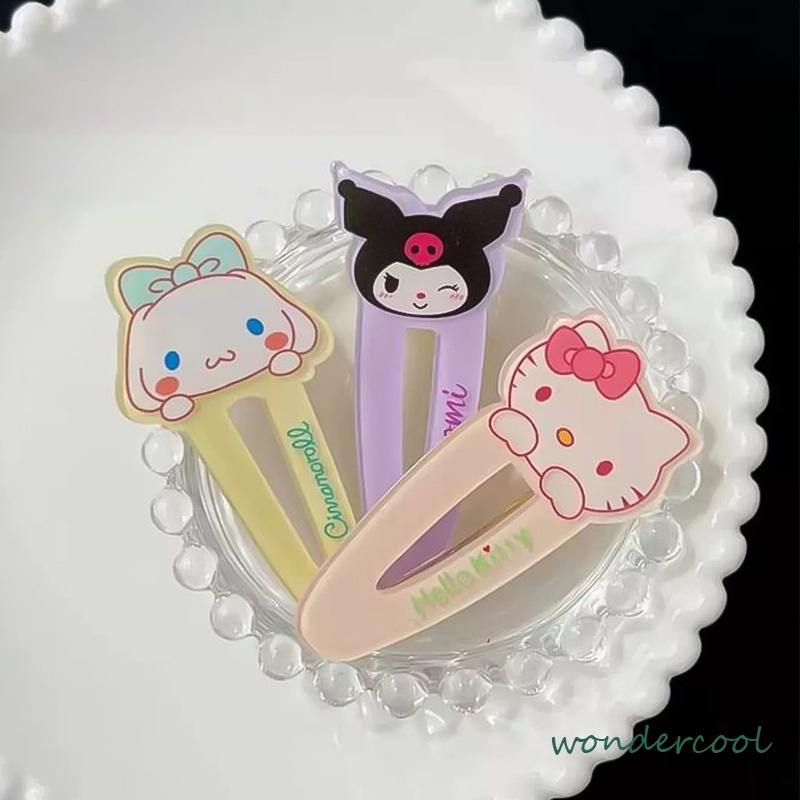 Jepit Rambut Wanita Hiasan Kepala Sweet Kitty Cat Cinnamoroll Mainan Anjing Untuk Anak Perempuan Melody Duckbill Klip Samping-Won
