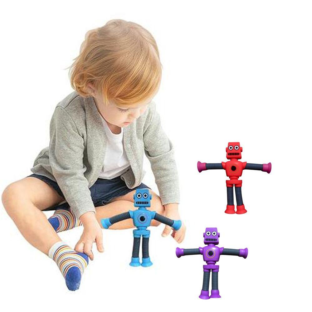 Quinton Robot Pop Tabung Mainan Edukasi Mainan Kreatif DIY Interaktif Gerakan Bersama Orang Tua-Anak Balita Telescopic Suction Cup