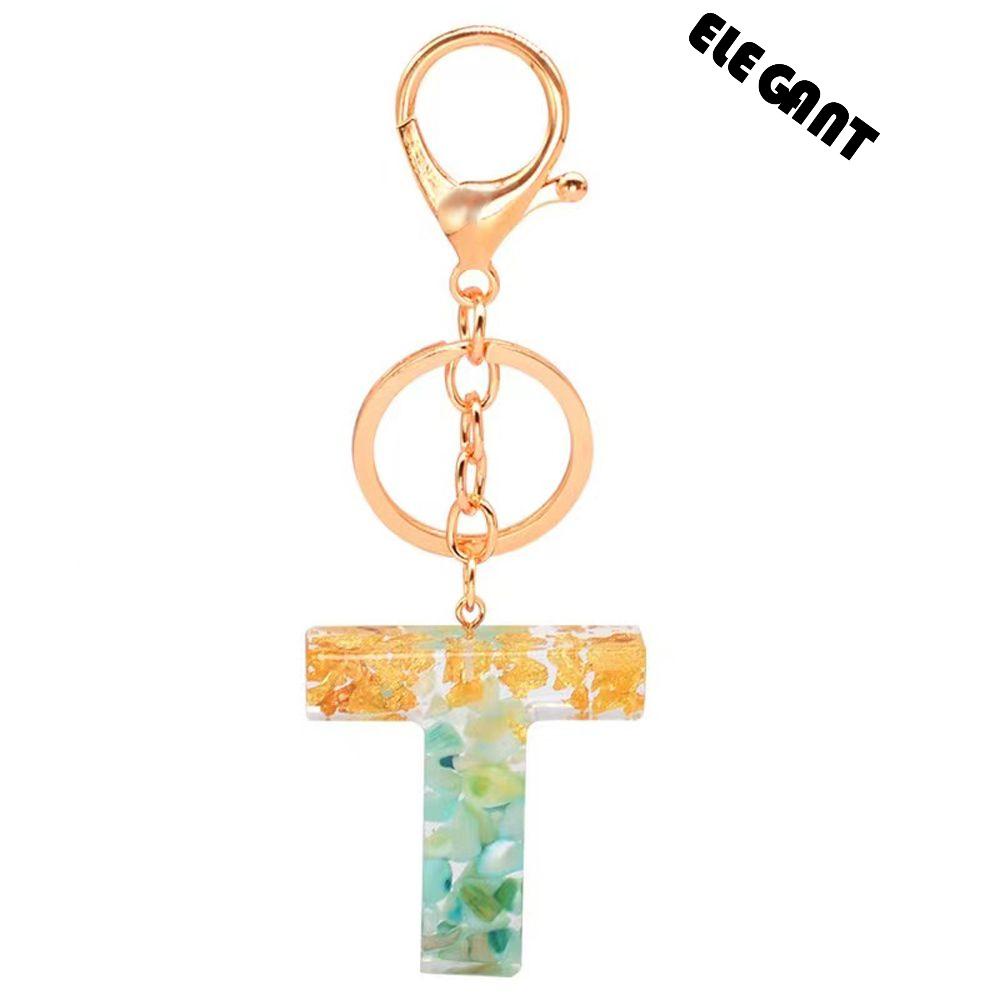 [Elegan] 26huruf Gantungan Kunci Resin Fashion Trinket Key Ring Diy Aksesoris Ornamen Handbag Charms Handbag Pendant English Alphabet Keyring