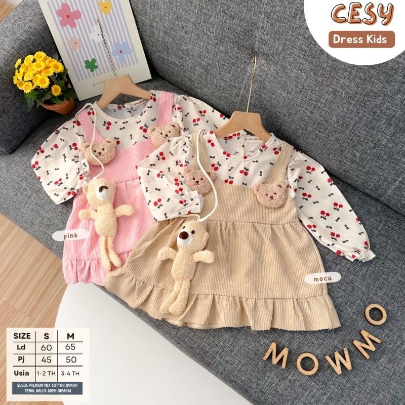 CESY DRESS KIDS ORI MOWMO | (S,1-2TH/M,3-4TH) Dress Anak