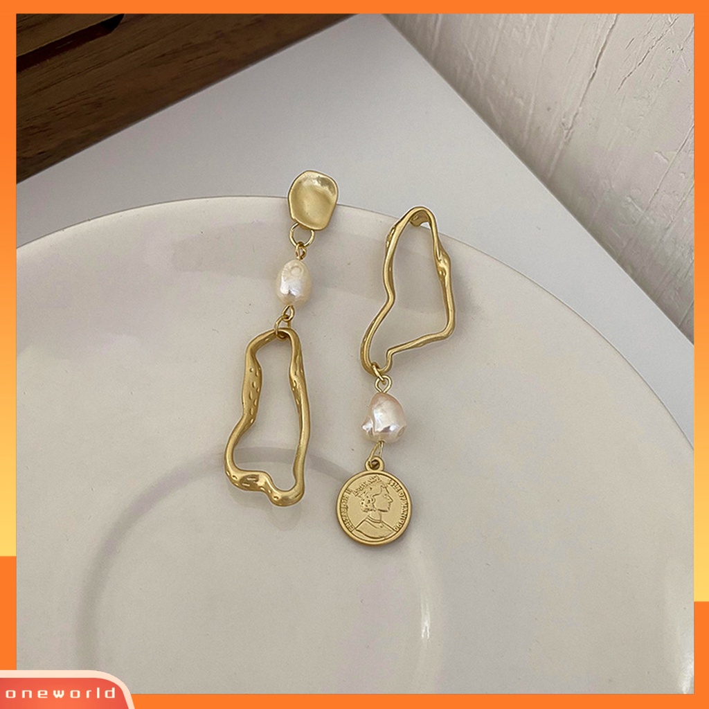 [WOD] 1pasang Anting Menjuntai Temperamen Hias Tidak Teratur Menarik Semua Pertandingan Perhiasan Hadiah Mutiara Imitasi Dekorasi Wanita Figure Wajah Bulat Liontin Drop Earrings Untuk Pacaran