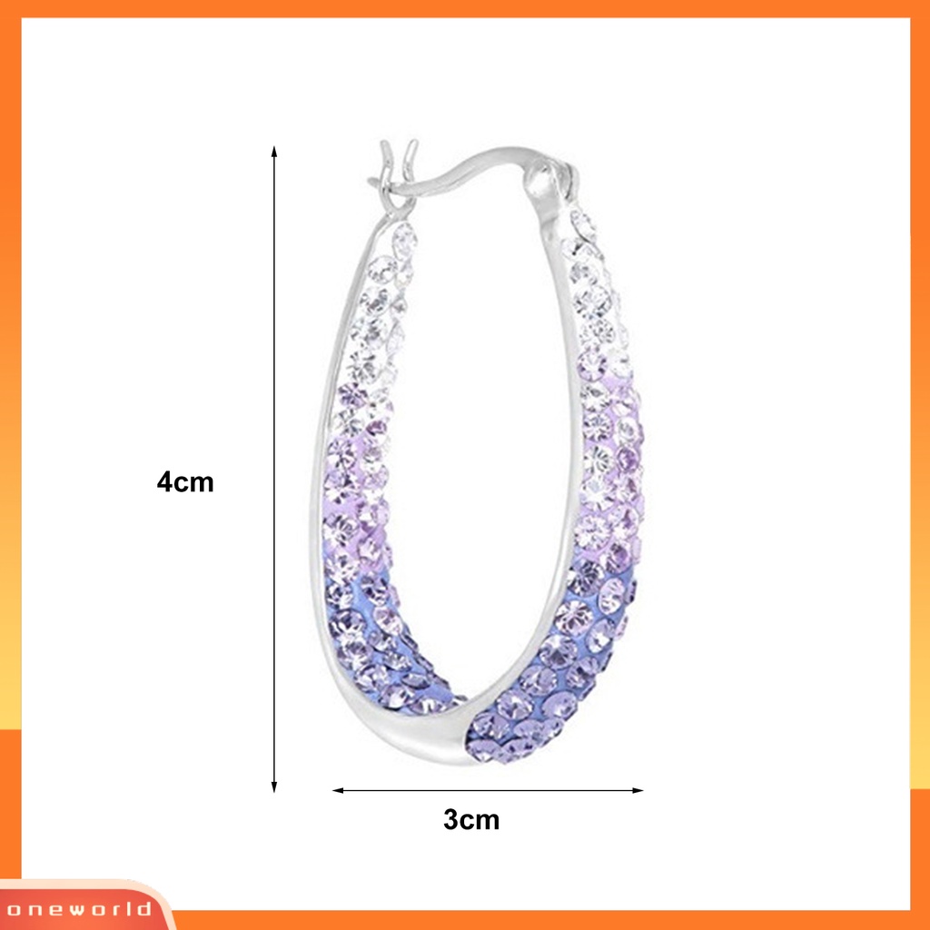 [WOD] 1pasang Anting Hoop Hias Berlian Imitasi Bahan Alloy Valentine Day Huggie Earrings Untuk Wanita