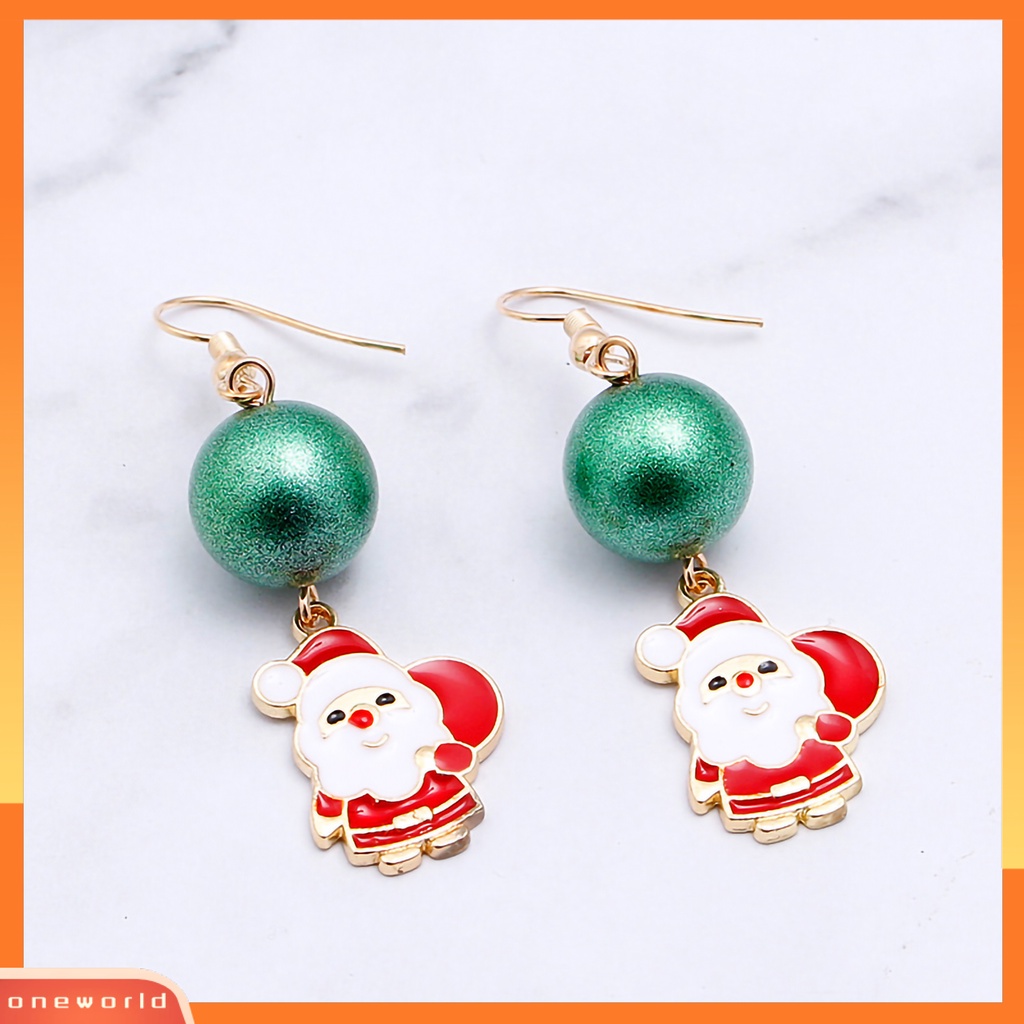 [WOD] 1pasang Anting Kait Santa Claus Lucu Wanita Kartun Hewan Menjuntai Anting Untuk Natal