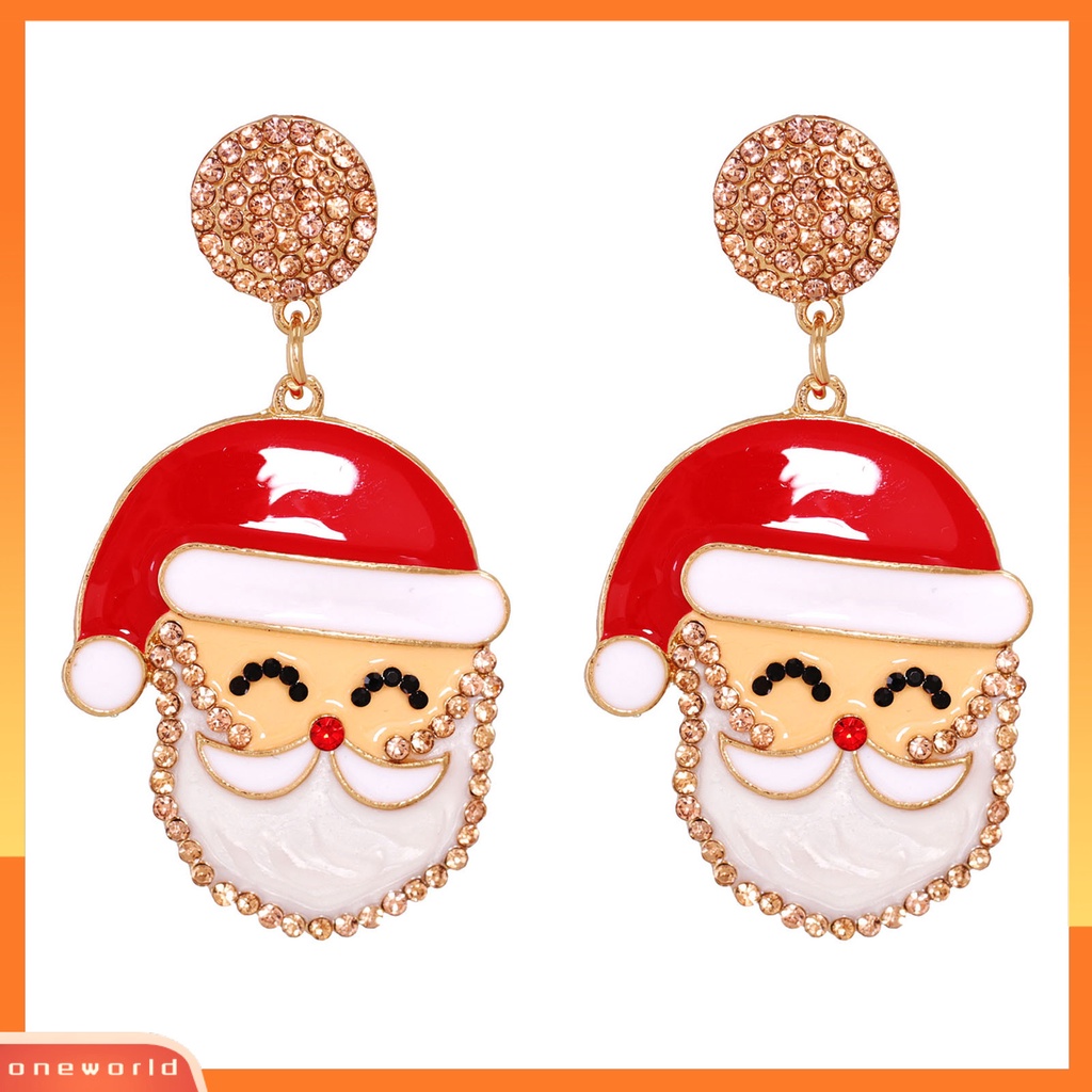 [WOD] 1pasang Anting Menjuntai Mutiara Imitasi Mengkilap Berlian Imitasi Berkilau Festival All-match Dekorasi Hadiah Xmas Natal Santa Claus Drop Earrings Wanita Fashion Perhiasan Untuk Tahun Baru