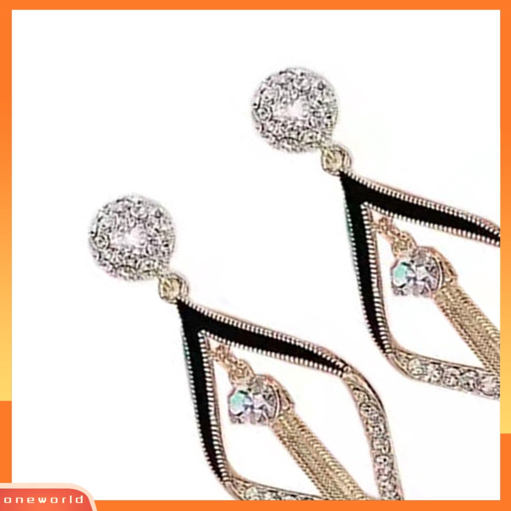 [WOD] 1pasang Anting Wanita Rumbai Berlian Imitasi Tahan Lama Romantis Drop Earrings Untuk Pacaran