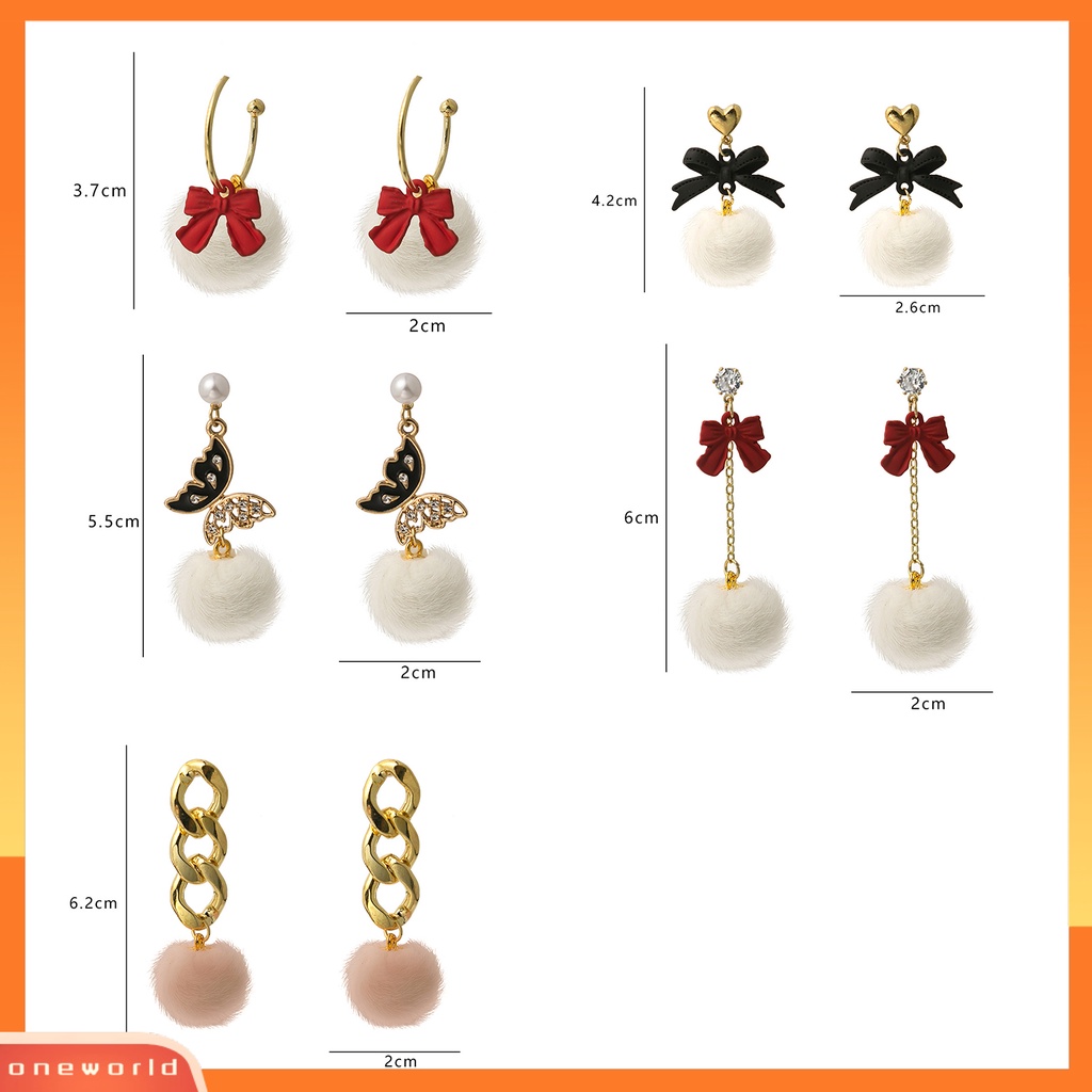 [WOD] 1pasang Anting Menjuntai Ikatan Simpul Manis Kupu-Kupu Hiasan Telinga Gaya Korea Kartun Kelinci Pompom Stud Earrings Untuk Pacaran