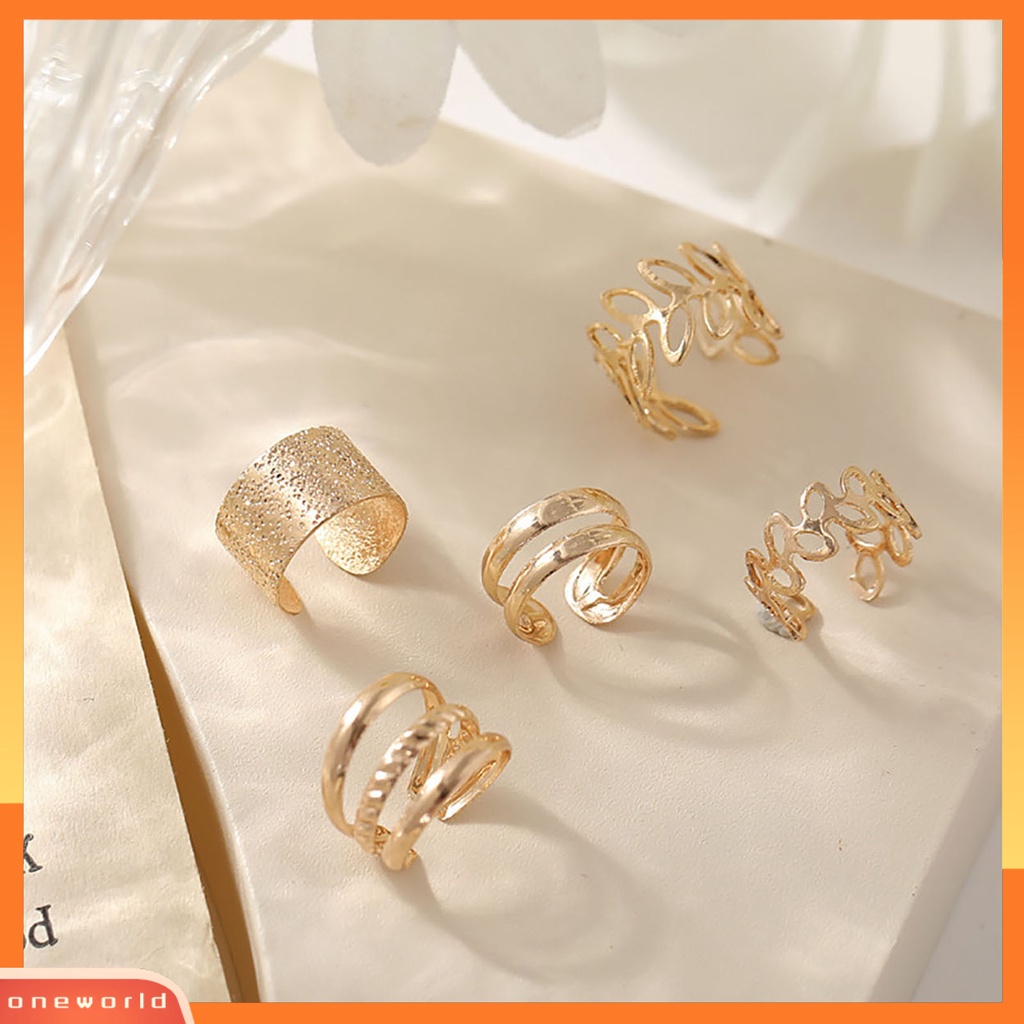 [WOD] 5 Pcs Non-Piercing Compact Dipoles Klip Telinga Daun Emas Berbentuk C Manset Telinga Fashion Perhiasan