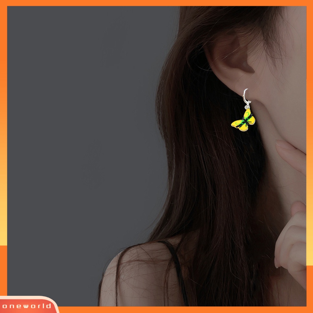 [WOD] 1pasang Wanita Menjuntai Anting Bentuk Hewan Indah High-end Kupu-Kupu Liontin Lady Hoop Earrings Perhiasan Perempuan