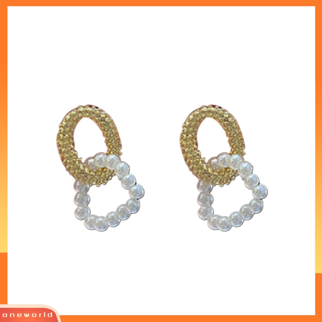 [WOD] 1pasang Wanita Anting Bunga Mutiara Imitasi Perhiasan Vintage Bow-knot Stud Earrings Perhiasan Hadiah