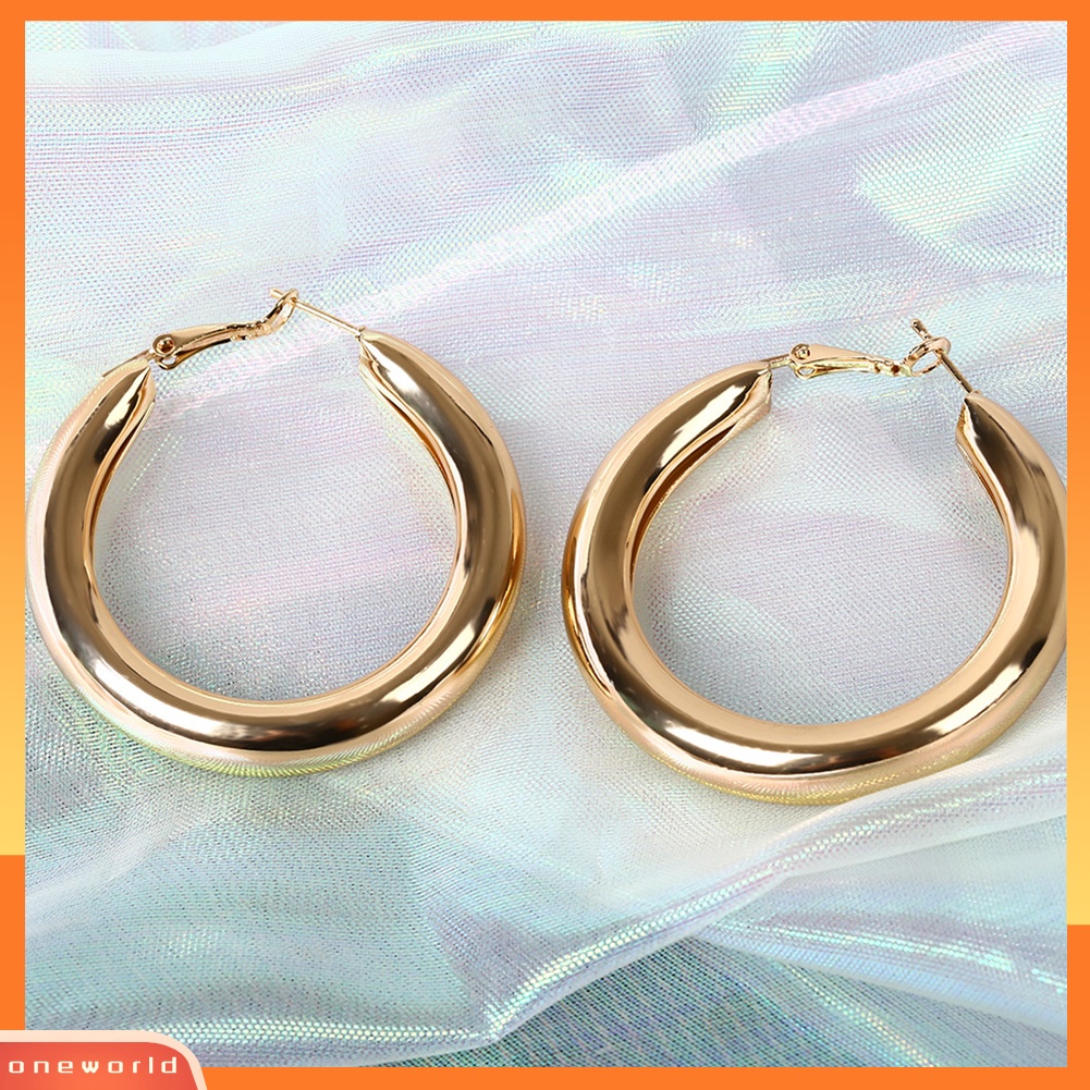 [WOD] Wanita Fashion Geometris Putaran Besar Lingkaran Hoop Anting Pernyataan Perhiasan Hadiah